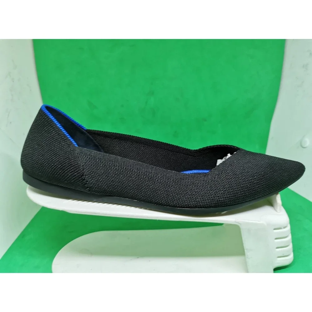 Rothy's The Point Flats Womens Slip On Black Blue Knit Pointed Toe Size 9.5